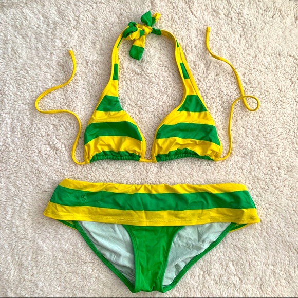 Ralph Lauren Other - Ralph Lauren green yellow bikini fold over bottom